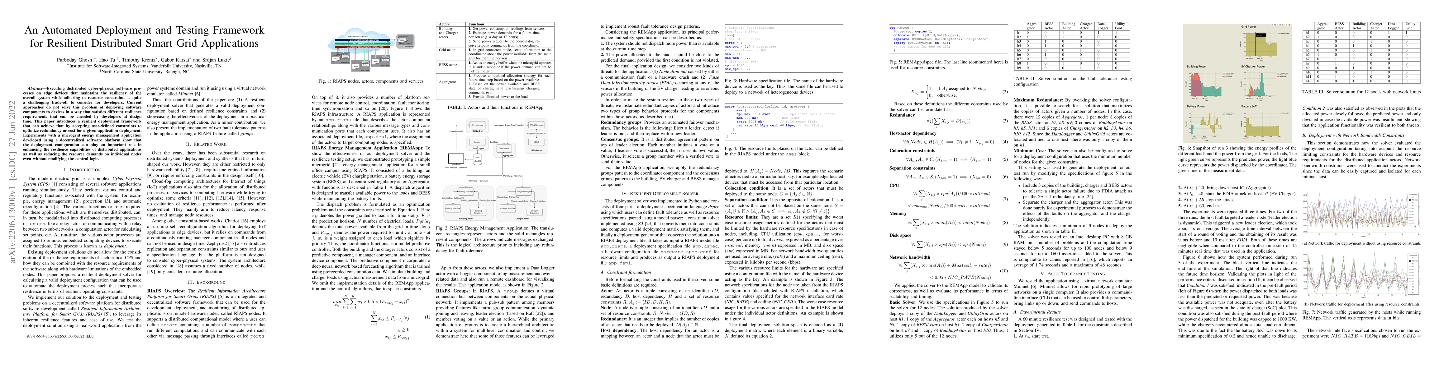 Thumbnail for An Automated Deployment and Testing Framework for Resilient Distributed
  Smart Grid Applications