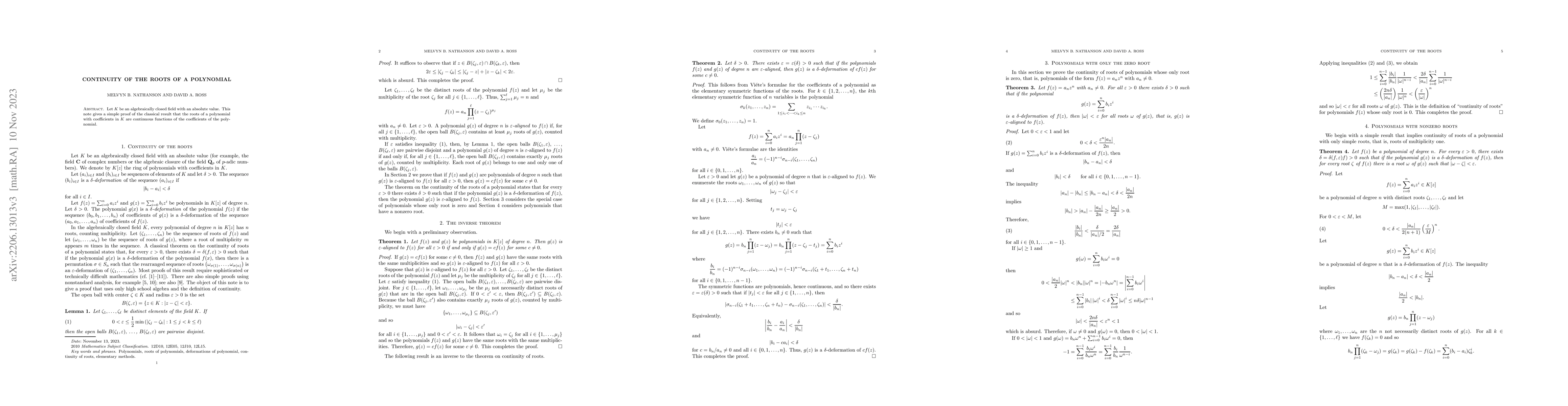 Thumbnail for Continuity of the roots of a polynomial