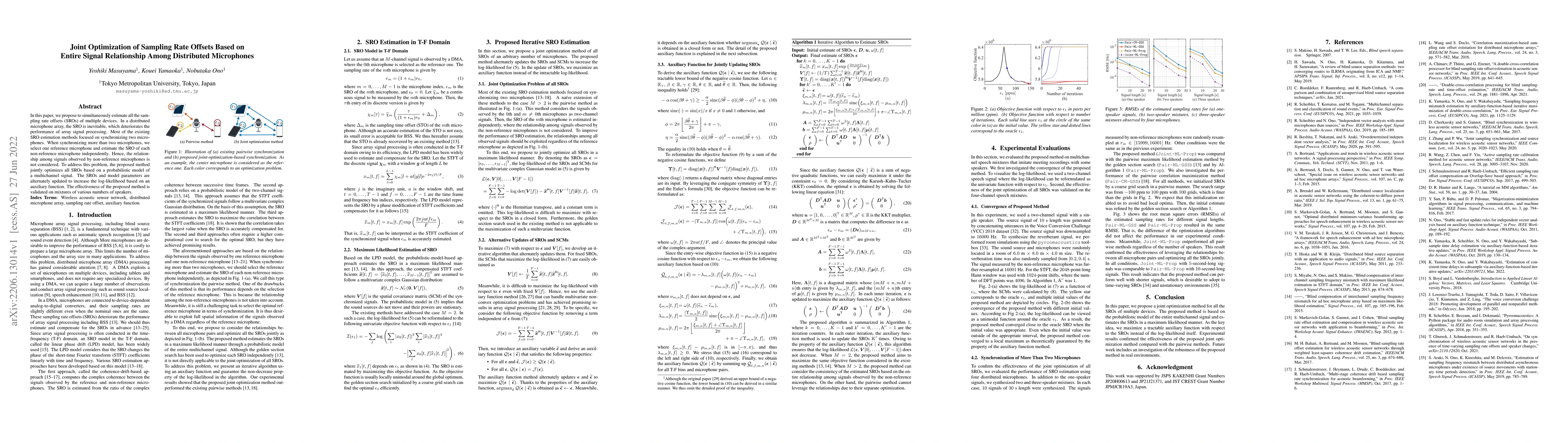 Thumbnail for Joint Optimization of Sampling Rate Offsets Based on Entire Signal
  Relationship Among Distributed Microphones