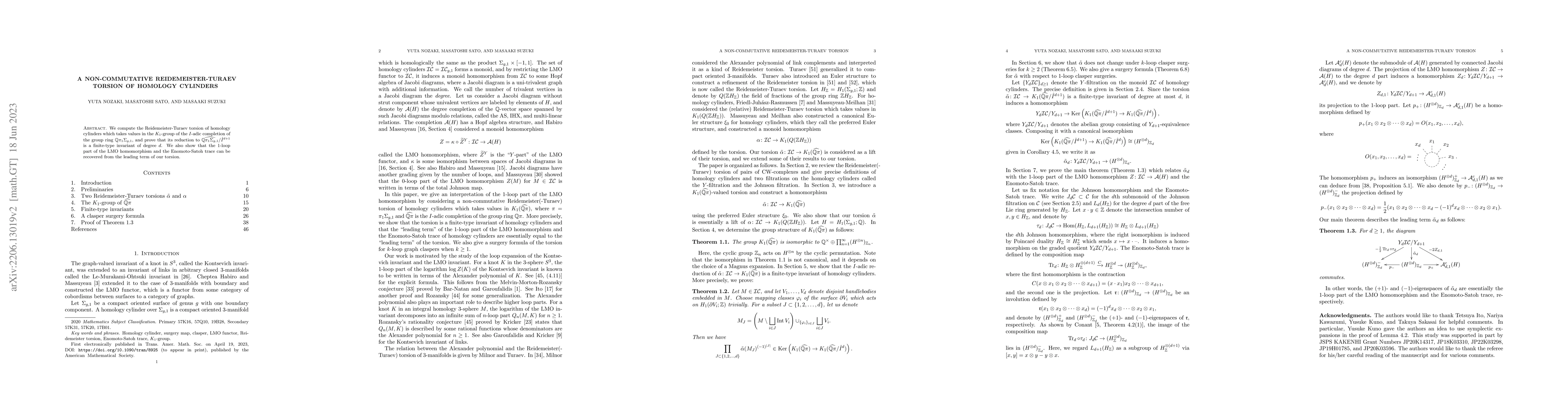 Thumbnail for A non-commutative Reidemeister-Turaev torsion of homology cylinders