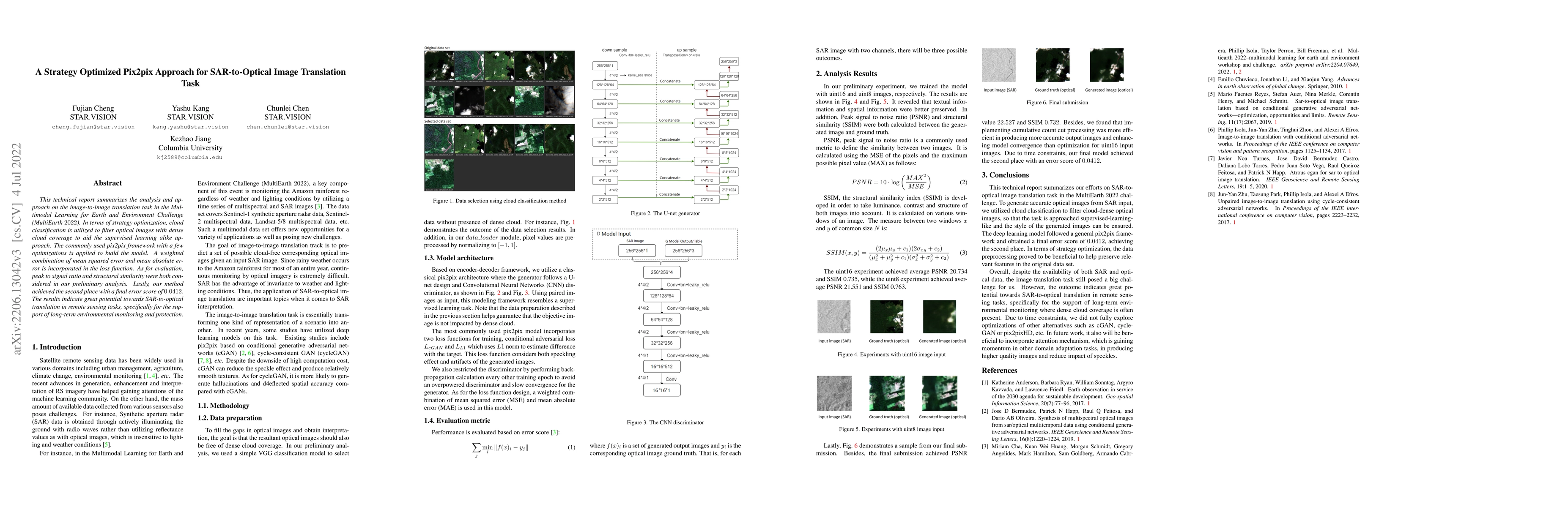 Thumbnail for A Strategy Optimized Pix2pix Approach for SAR-to-Optical Image
  Translation Task