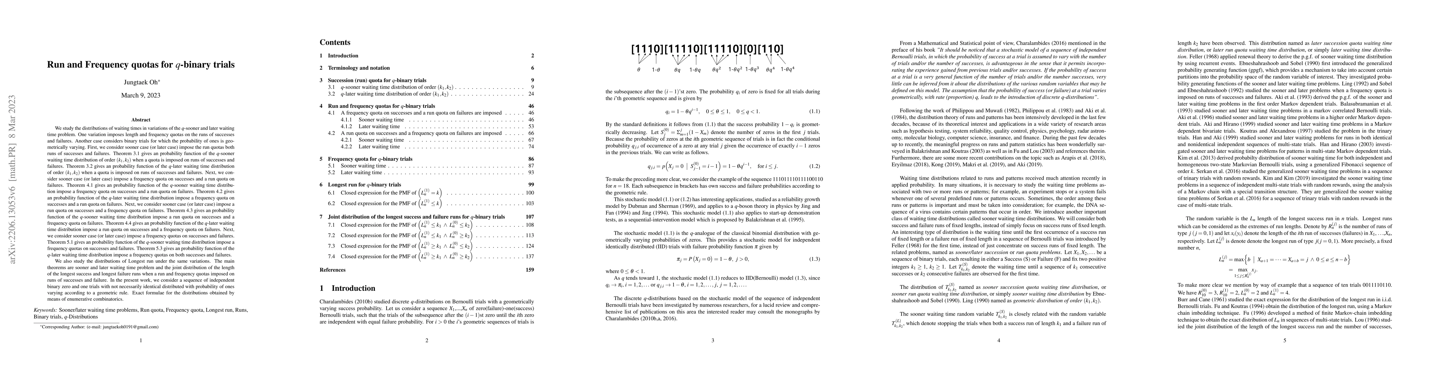 Thumbnail for Run and Frequency quotas for q-binary trials