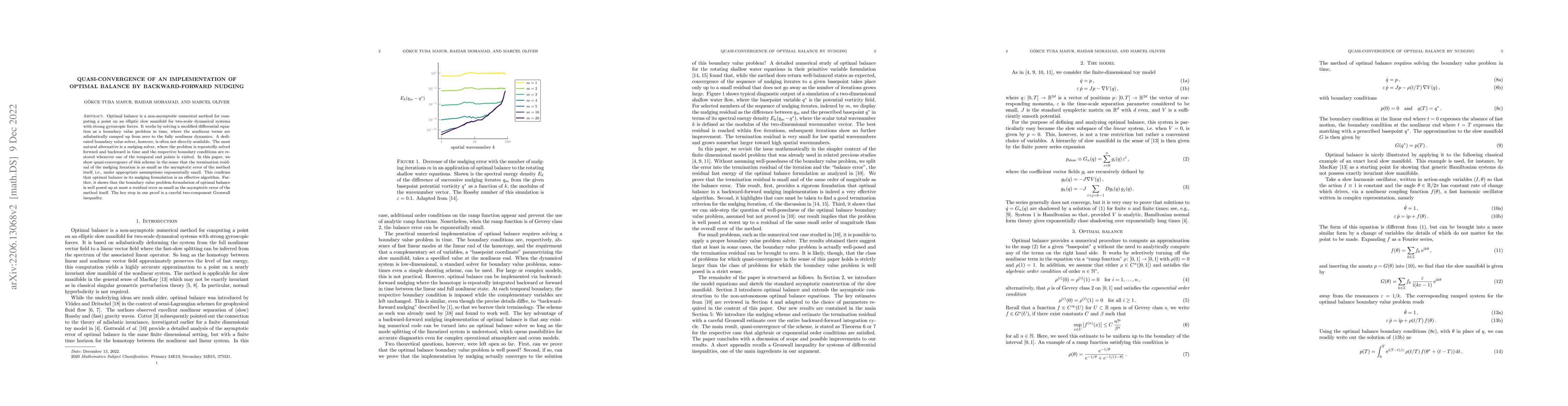 Thumbnail for Quasi-convergence of an implementation of optimal balance by
  backward-forward nudging