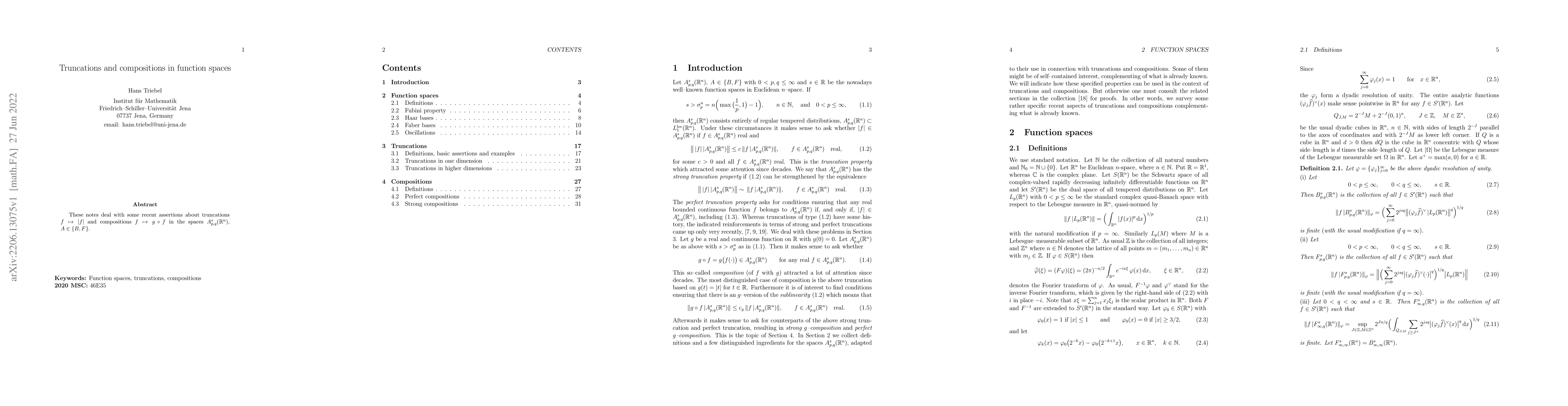 Thumbnail for Truncations and compositions in function spaces