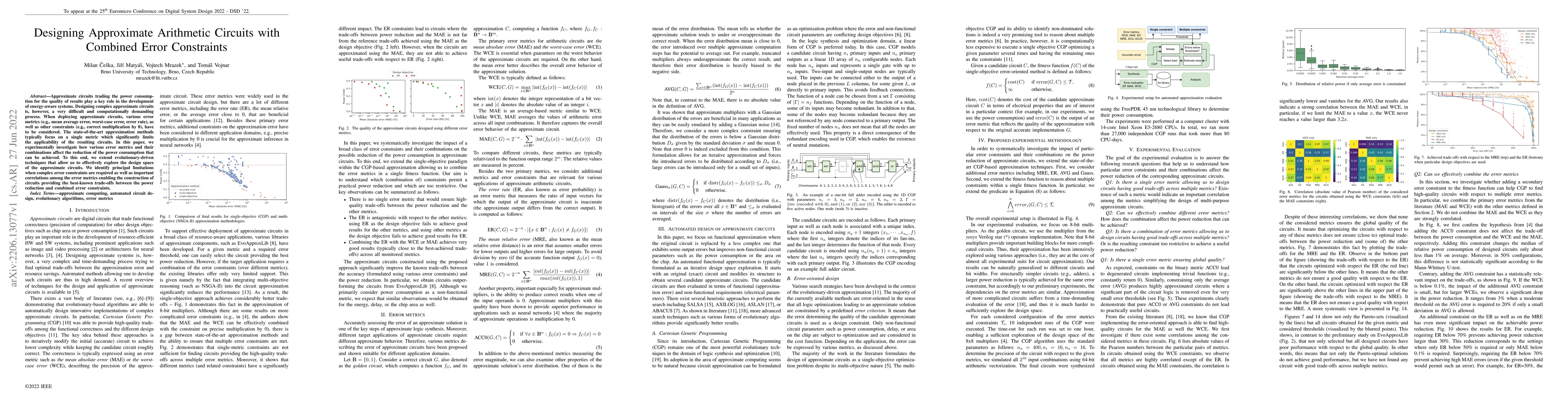 Thumbnail for Designing Approximate Arithmetic Circuits with Combined Error
  Constraints