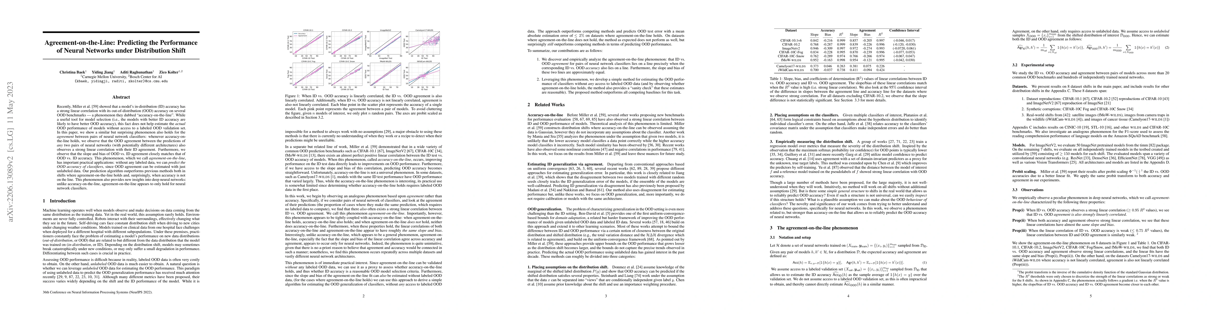 Thumbnail for Agreement-on-the-Line: Predicting the Performance of Neural Networks
  under Distribution Shift