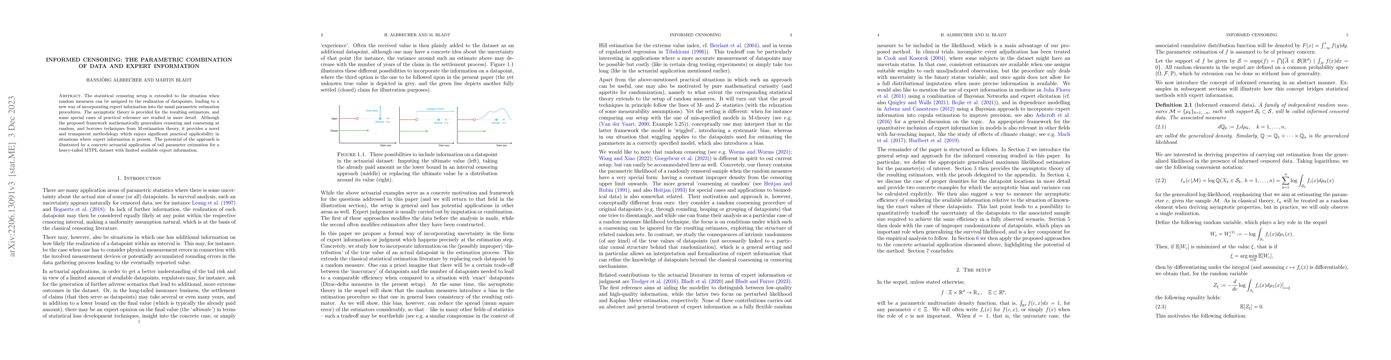 Thumbnail for Informed censoring: the parametric combination of data and expert
  information