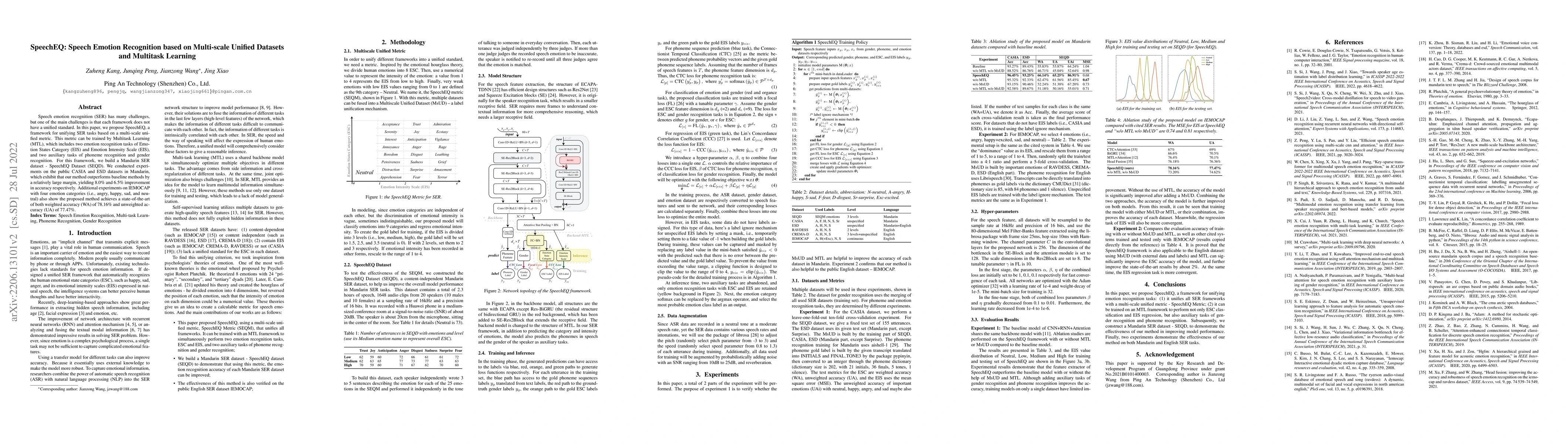 Thumbnail for SpeechEQ: Speech Emotion Recognition based on Multi-scale Unified
  Datasets and Multitask Learning