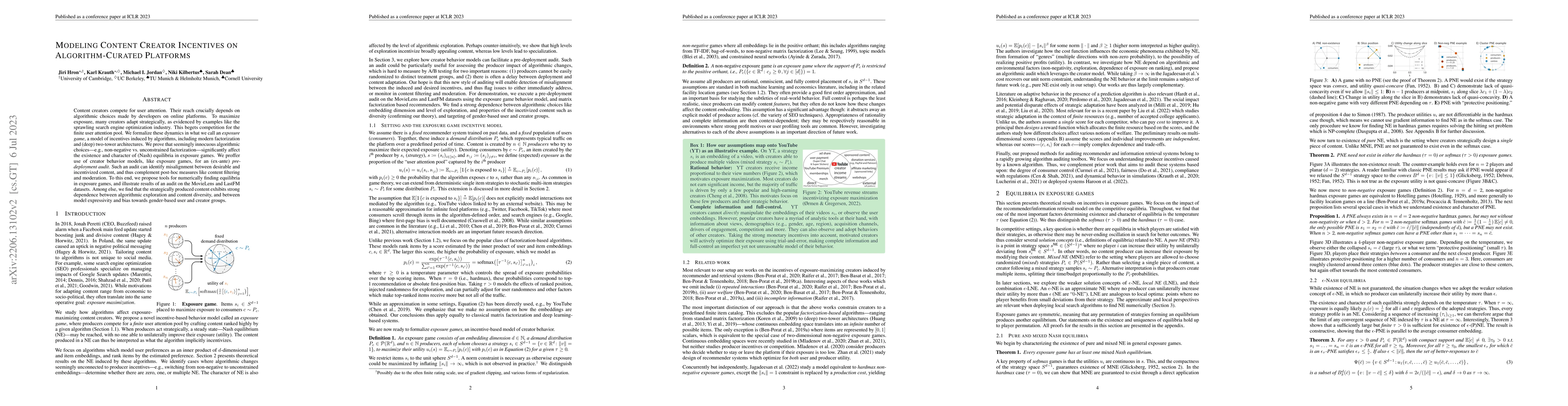 Thumbnail for Modeling Content Creator Incentives on Algorithm-Curated Platforms