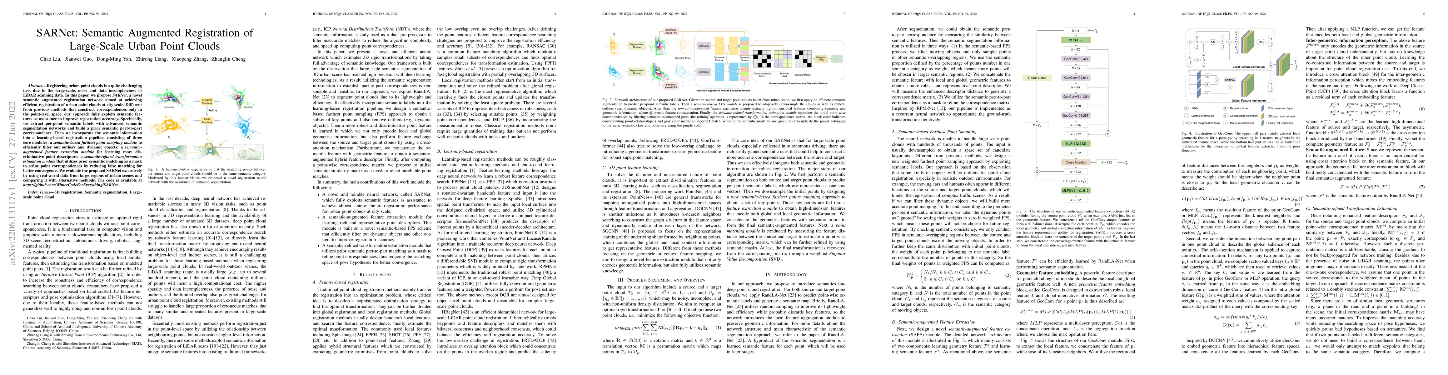 Thumbnail for SARNet: Semantic Augmented Registration of Large-Scale Urban Point
  Clouds