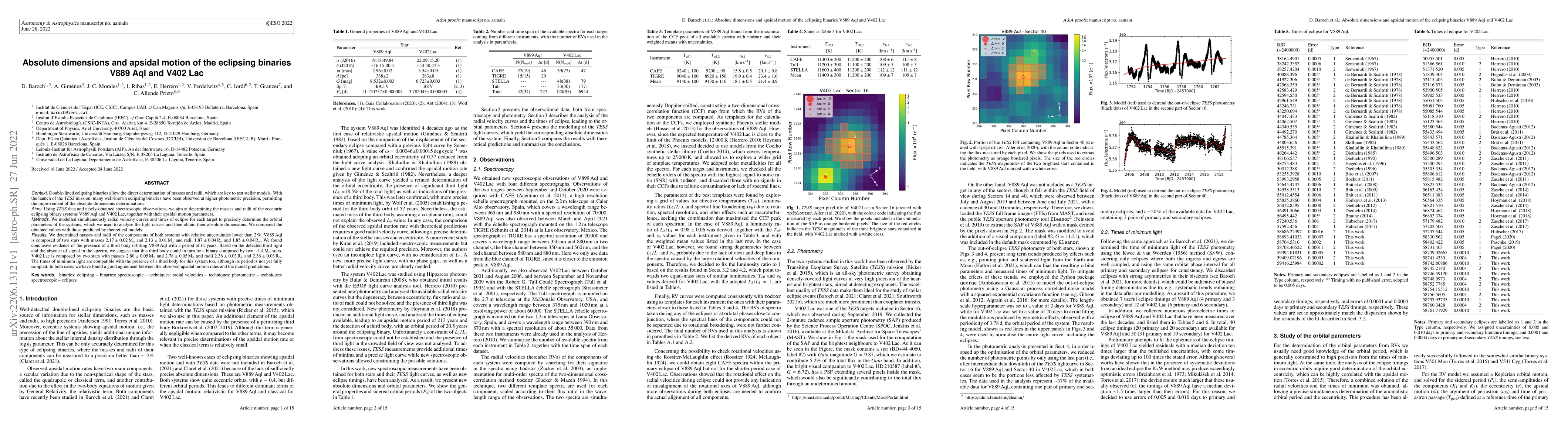 Thumbnail for Absolute dimensions and apsidal motion of the eclipsing binaries V889
  Aql and V402 Lac