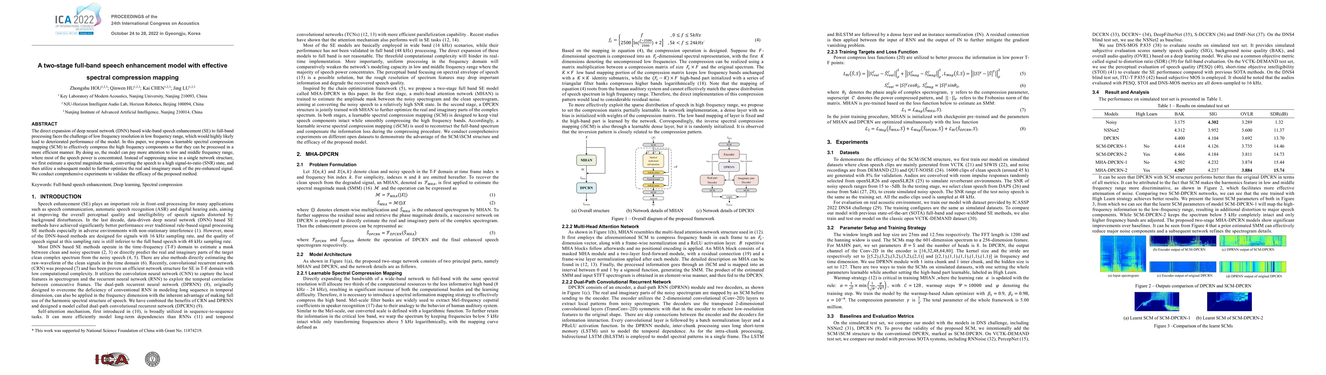 Thumbnail for A two-stage full-band speech enhancement model with effective spectral
  compression mapping