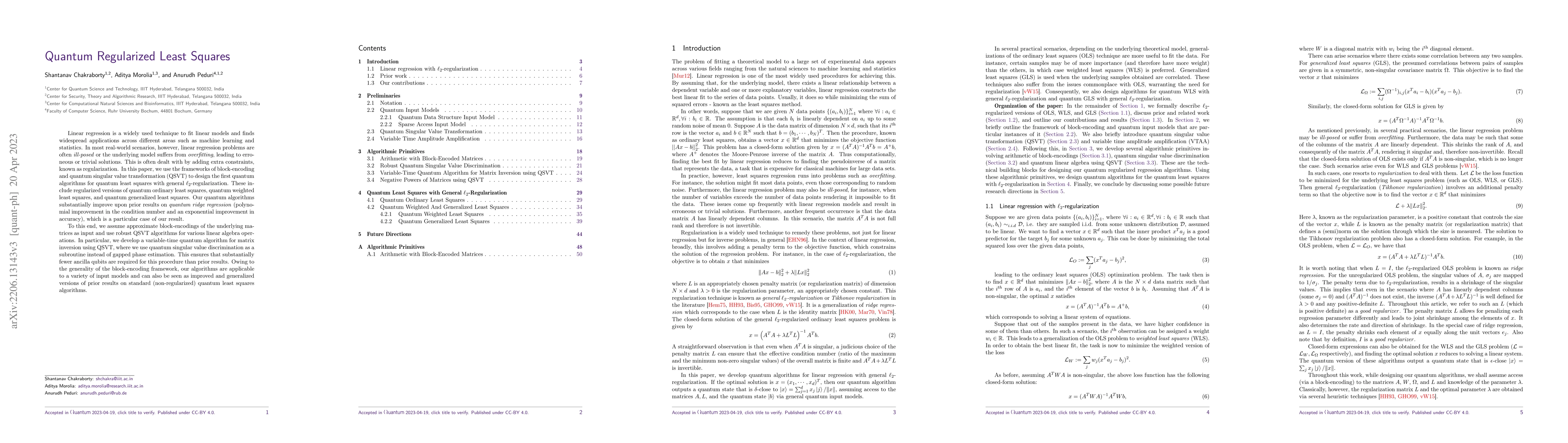 Thumbnail for Quantum Regularized Least Squares