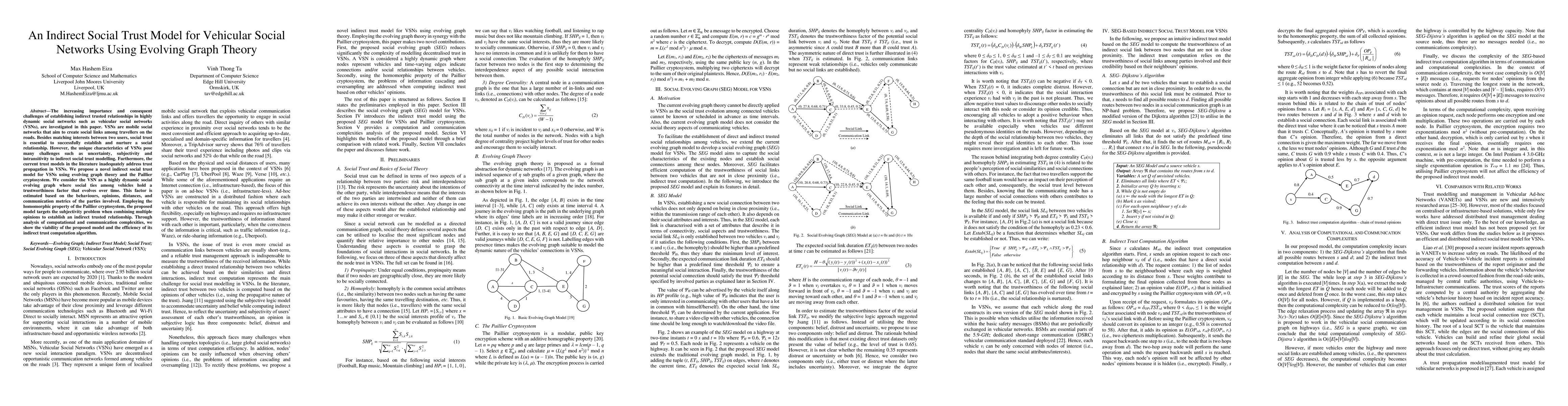 Thumbnail for An Indirect Social Trust Model for Vehicular Social Networks Using
  Evolving Graph Theory