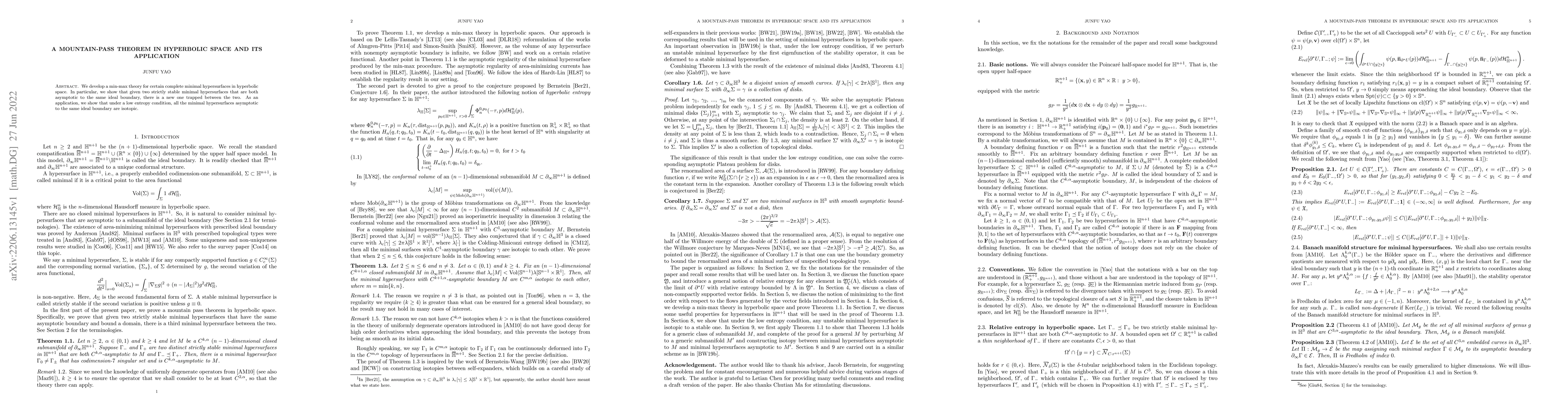 Thumbnail for A Mountain-pass Theorem in Hyperbolic Space and its Application