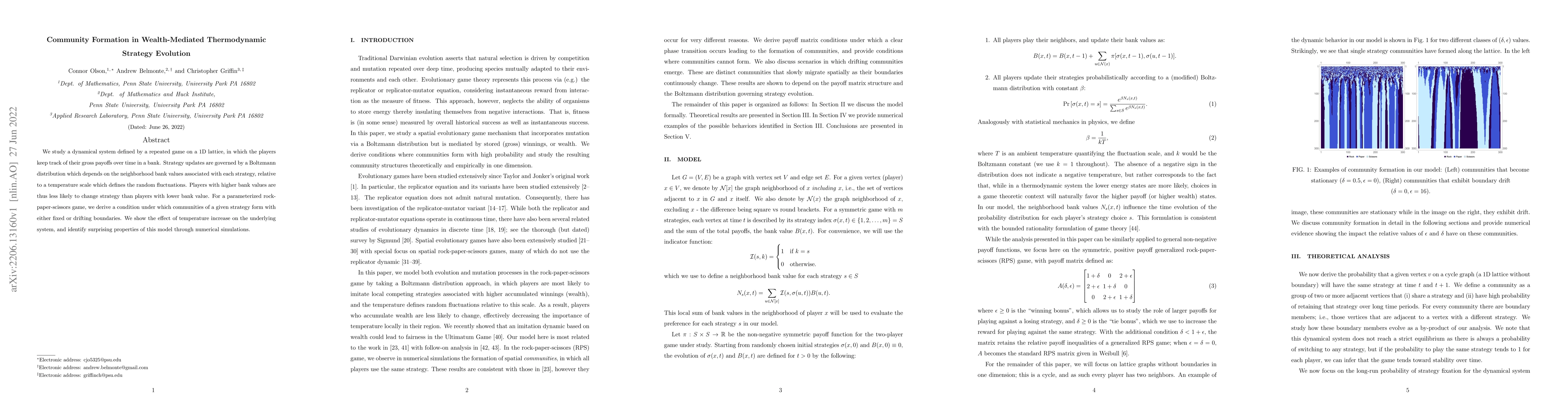 Thumbnail for Community Formation in Wealth-Mediated Thermodynamic Strategy Evolution