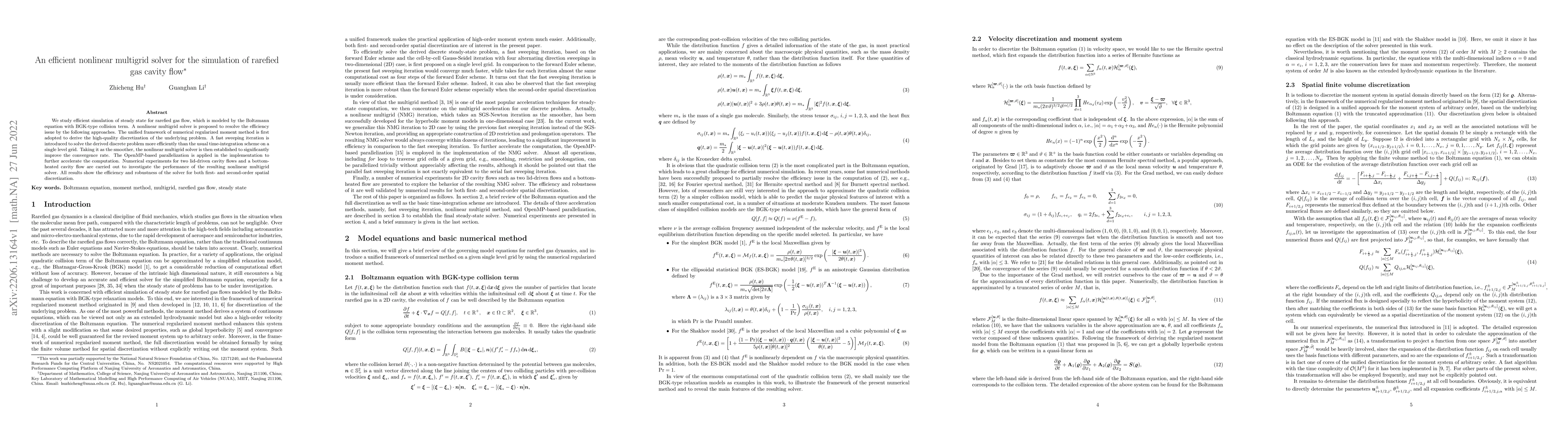 Thumbnail for An efficient nonlinear multigrid solver for the simulation of rarefied
  gas cavity flow