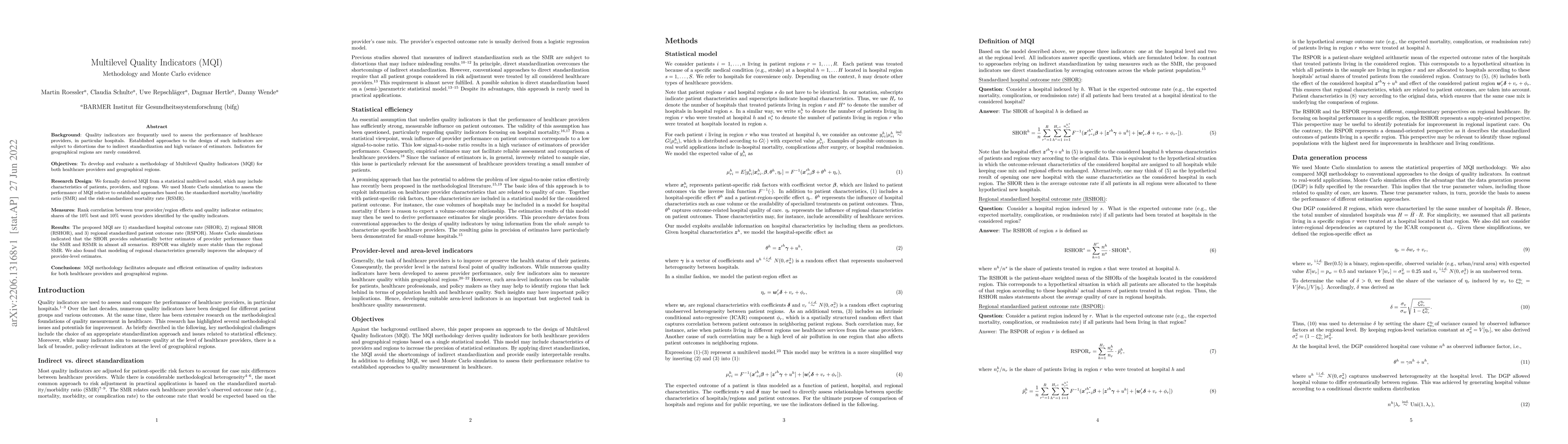 Thumbnail for Multilevel Quality Indicators (MQI): Methodology and Monte Carlo
  evidence
