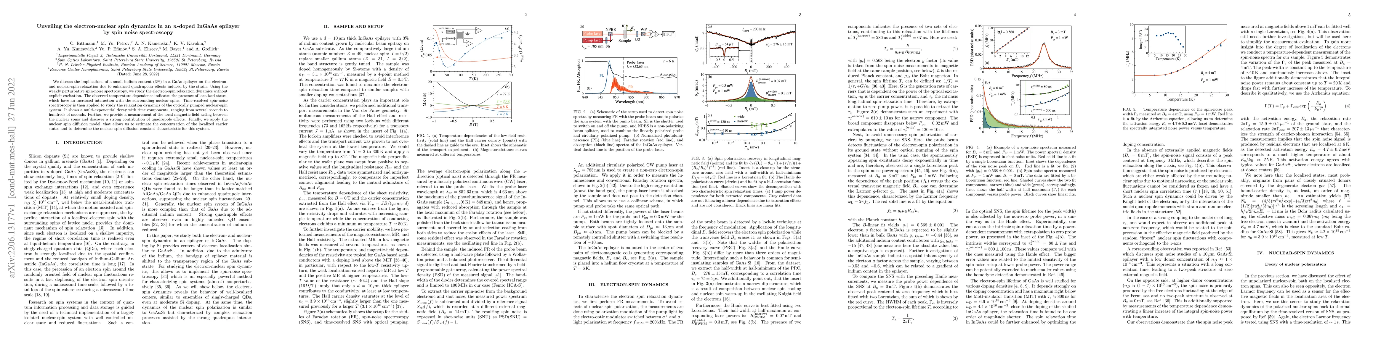 Thumbnail for Unveiling the electron-nuclear spin dynamics in an n-doped InGaAs
  epilayer by spin noise spectroscopy