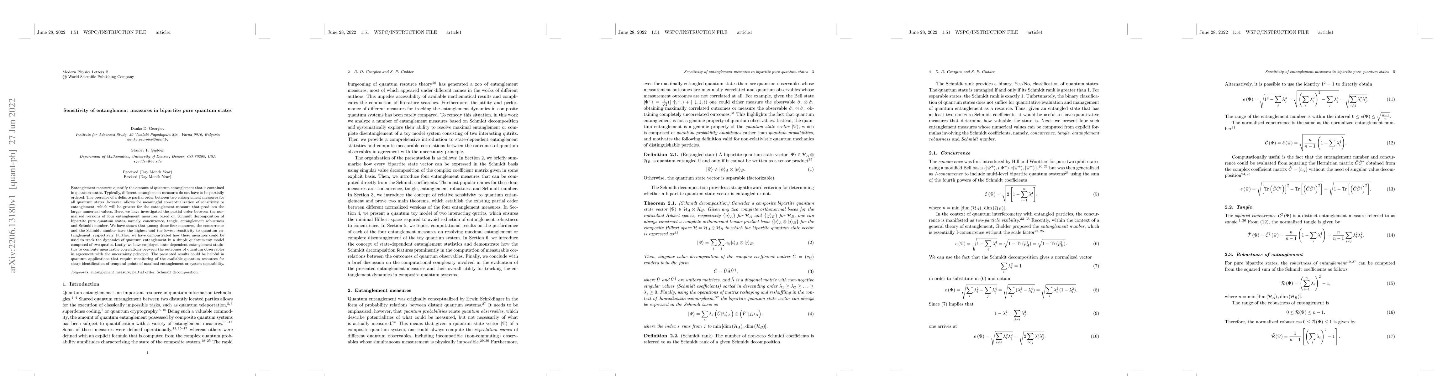 Thumbnail for Sensitivity of entanglement measures in bipartite pure quantum states