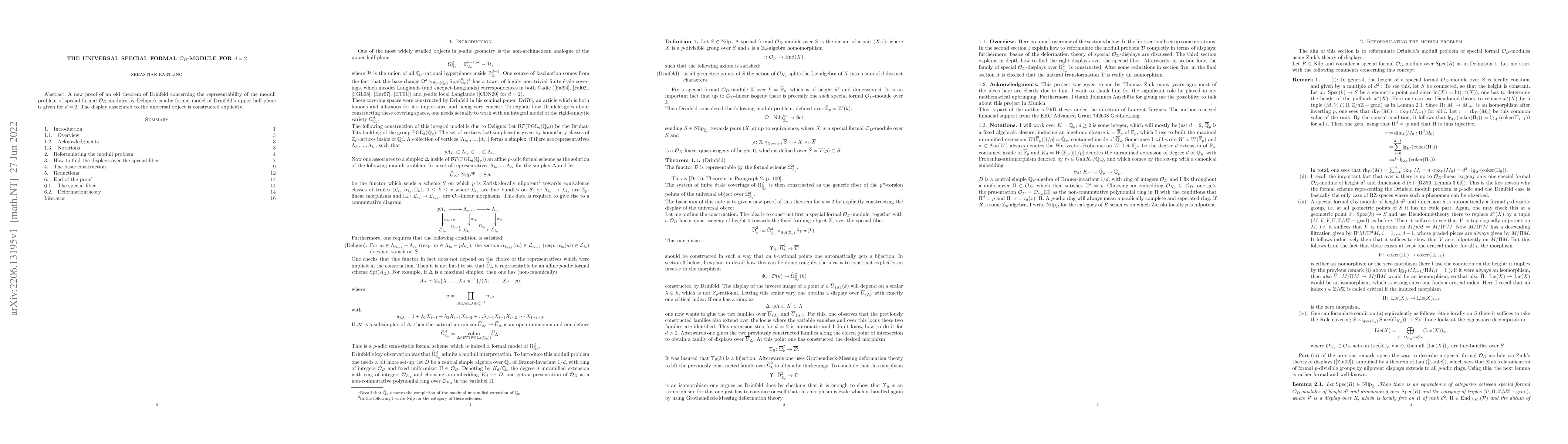 Thumbnail for The universal special formal $\mathcal{O}_{D}$-module for $d=2$