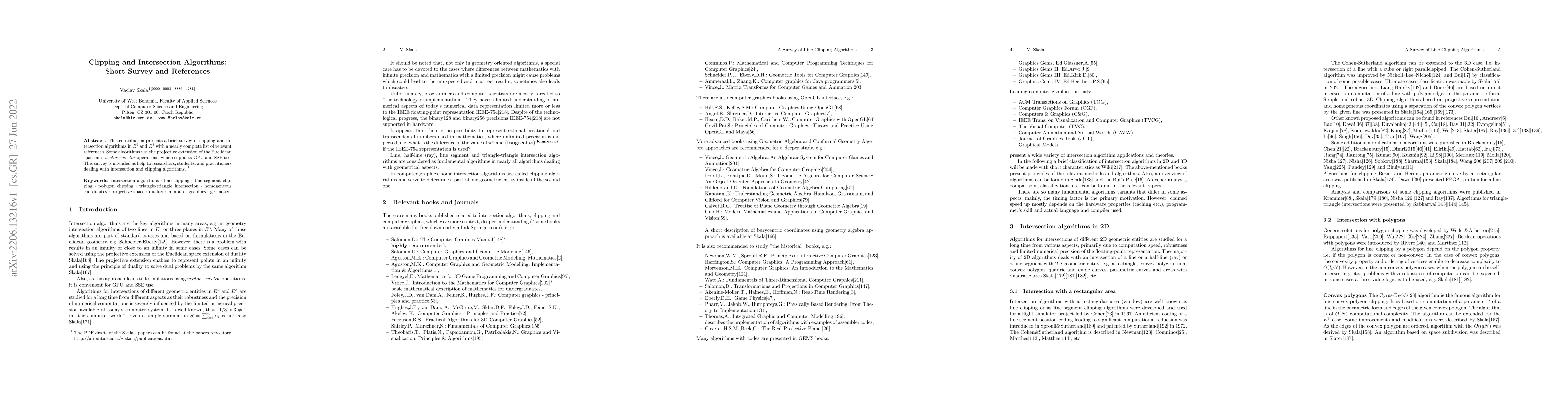 Thumbnail for Clipping and Intersection Algorithms: Short Survey and References