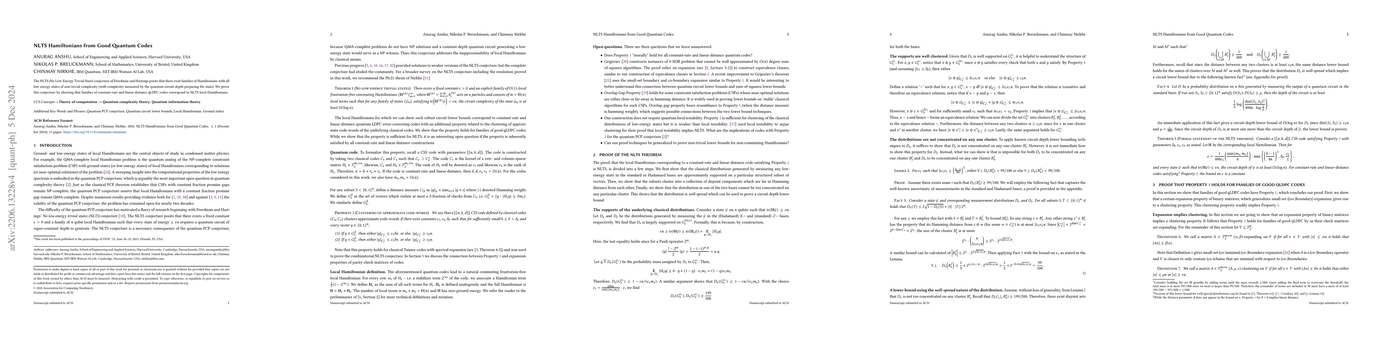 Thumbnail for NLTS Hamiltonians from good quantum codes