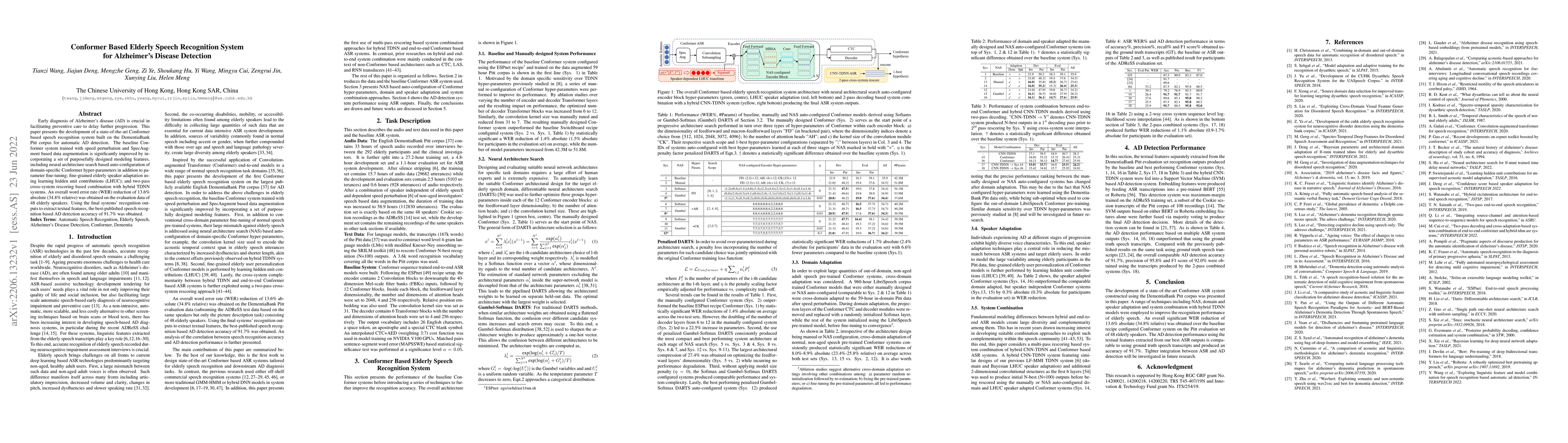 Thumbnail for Conformer Based Elderly Speech Recognition System for Alzheimer's
  Disease Detection