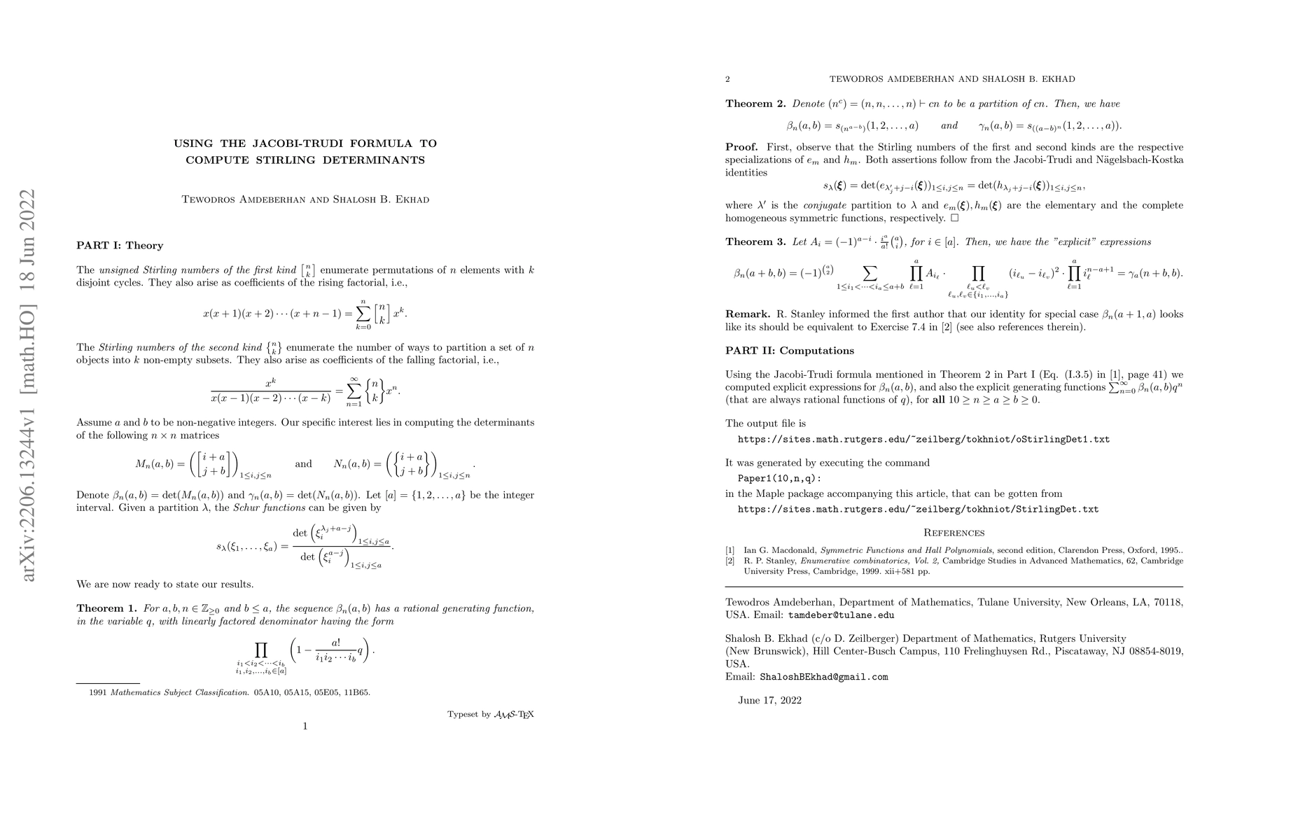 Thumbnail for Using the Jacobi-Trudi formula to compute Stirling determinants