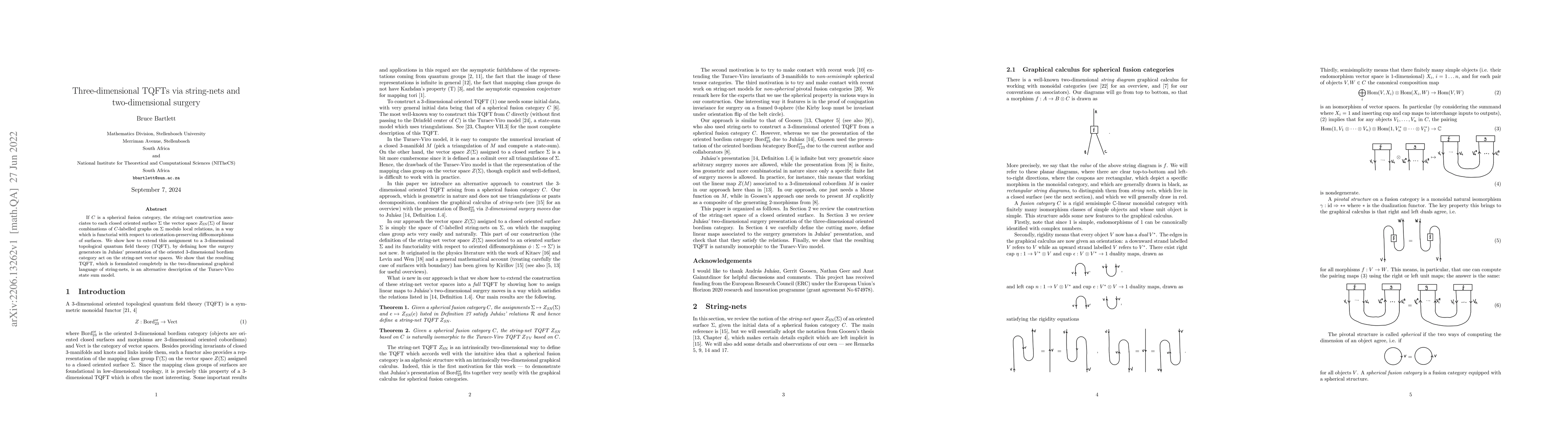 Thumbnail for Three-dimensional TQFTs via string-nets and two-dimensional surgery