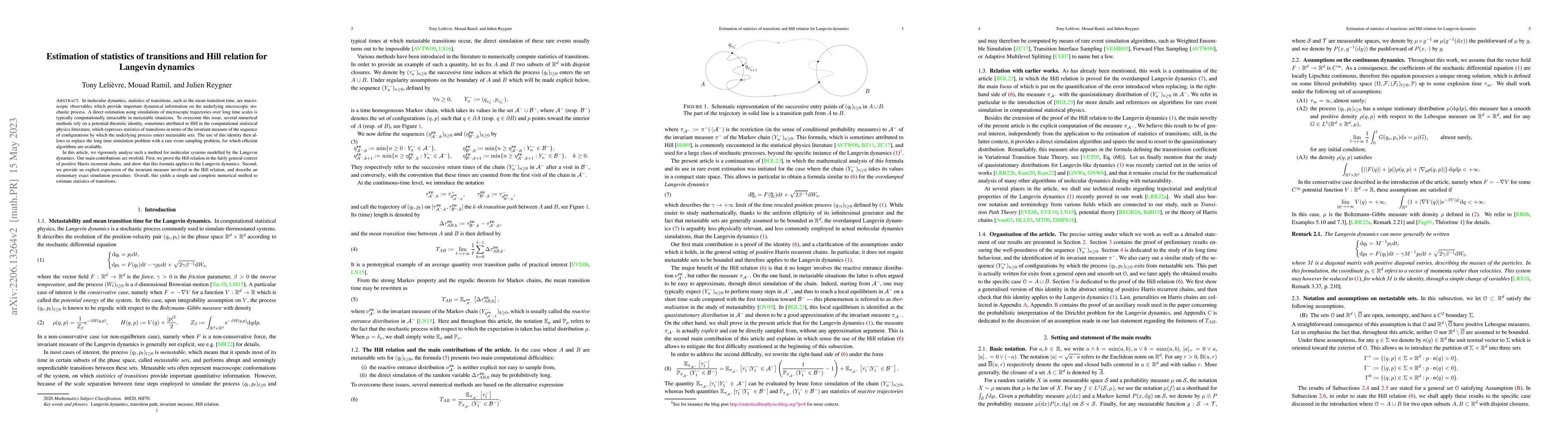 Thumbnail for Estimation of statistics of transitions and Hill relation for Langevin
  dynamics