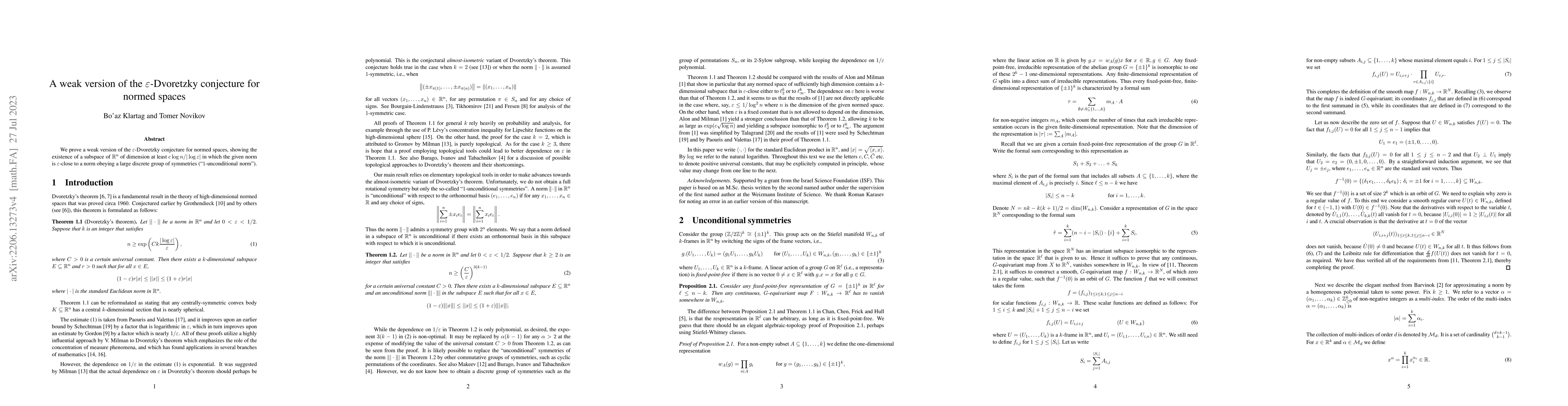 Thumbnail for A weak version of the $\varepsilon$-Dvoretzky conjecture for normed
  spaces