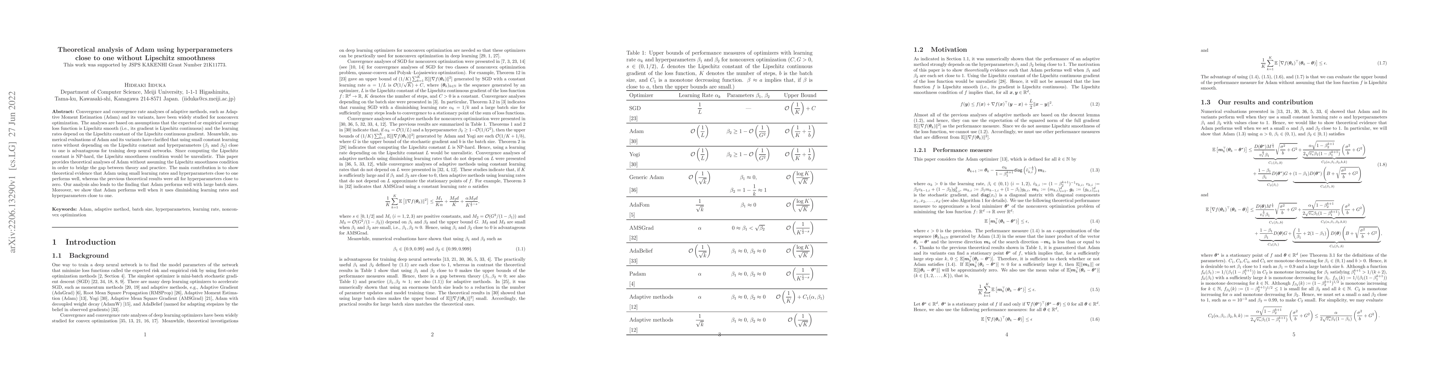 Thumbnail for Theoretical analysis of Adam using hyperparameters close to one without
  Lipschitz smoothness
