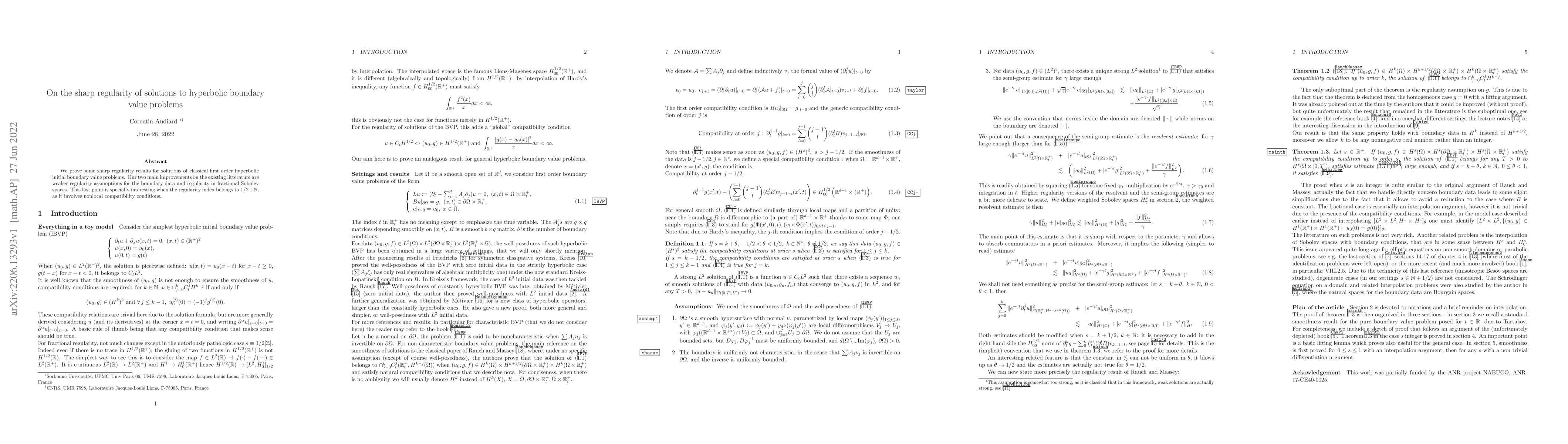 Thumbnail for On the sharp regularity of solutions to hyperbolic boundary value
  problems