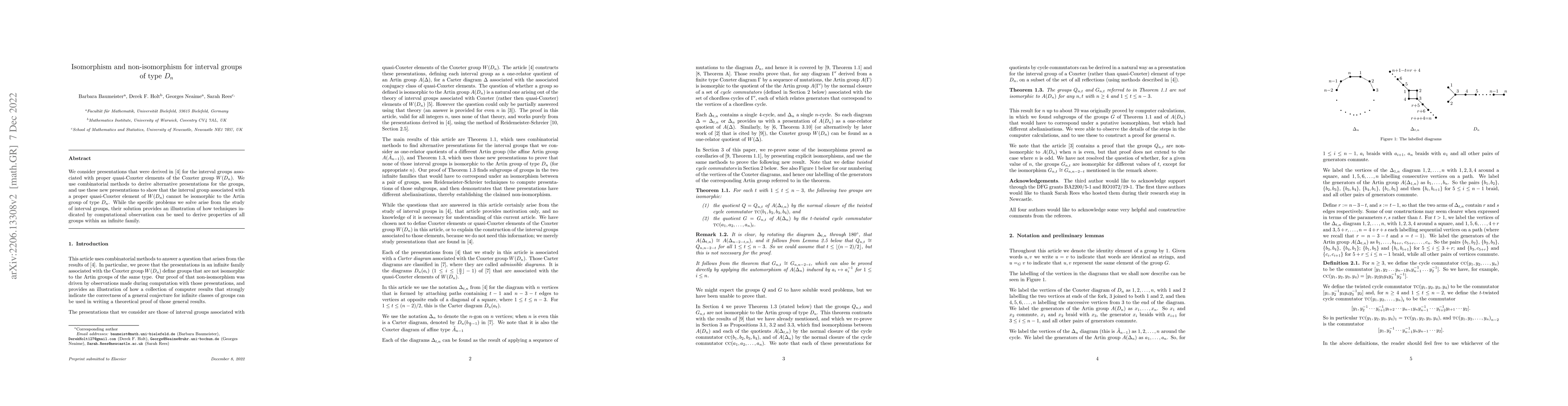 Thumbnail for Isomorphism and non-isomorphism for interval groups of type D_n