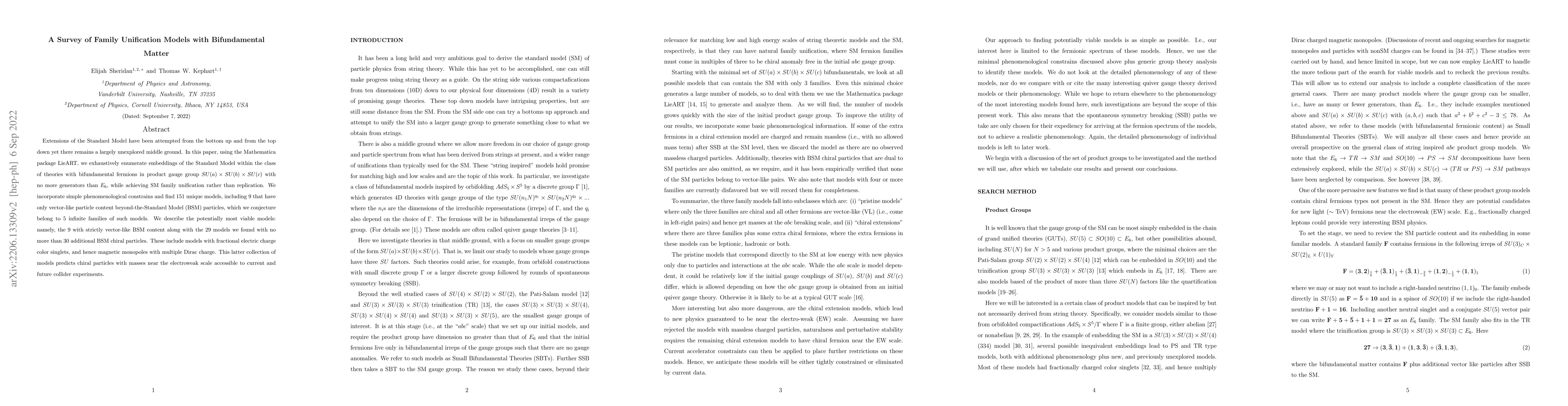 Thumbnail for A Survey of Family Unification Models with Bifundamental Matter