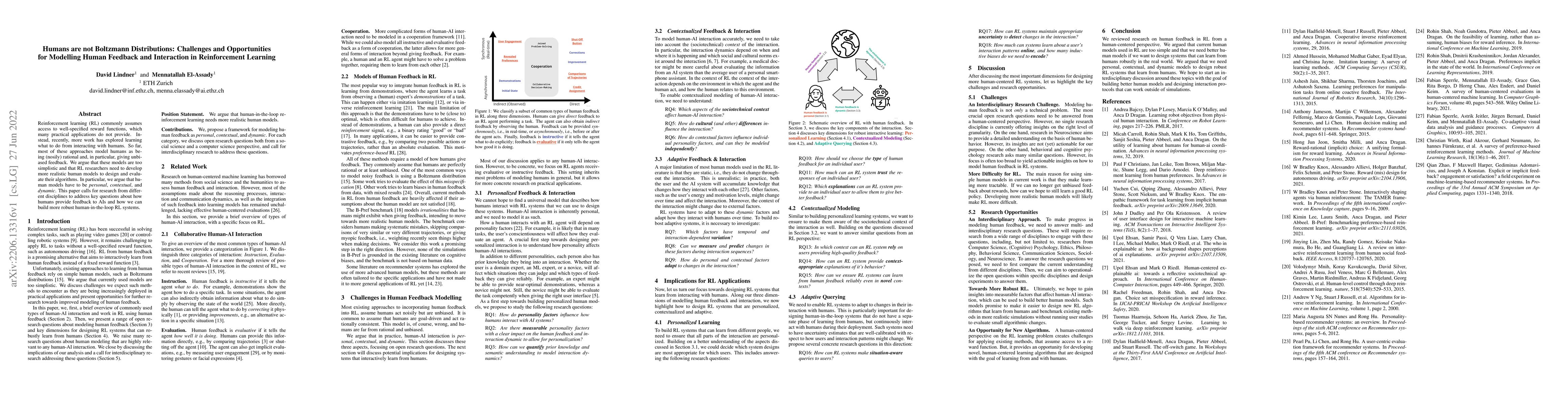 Thumbnail for Humans are not Boltzmann Distributions: Challenges and Opportunities for
  Modelling Human Feedback and Interaction in Reinforcement Learning