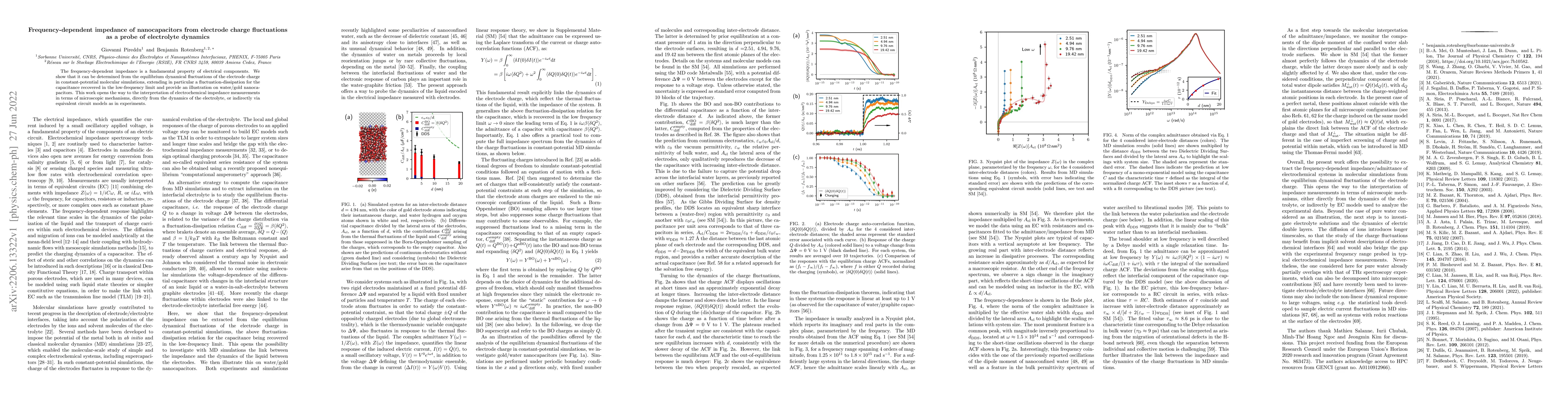 Thumbnail for Frequency-dependent impedance of nanocapacitors from electrode charge
  fluctuations as a probe of electrolyte dynamics