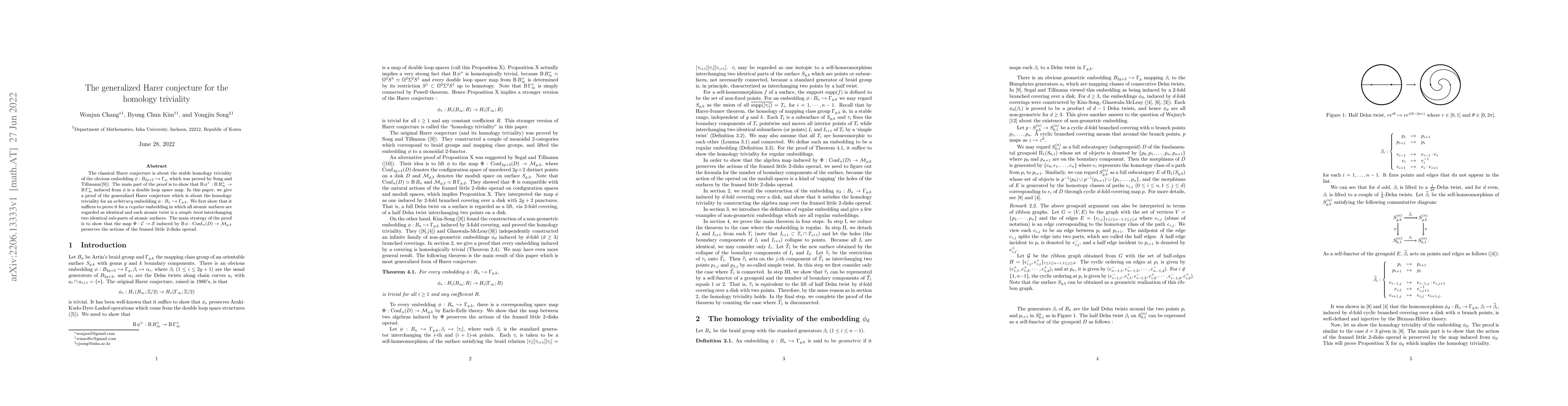 Thumbnail for The generalized Harer conjecture for the homology triviality