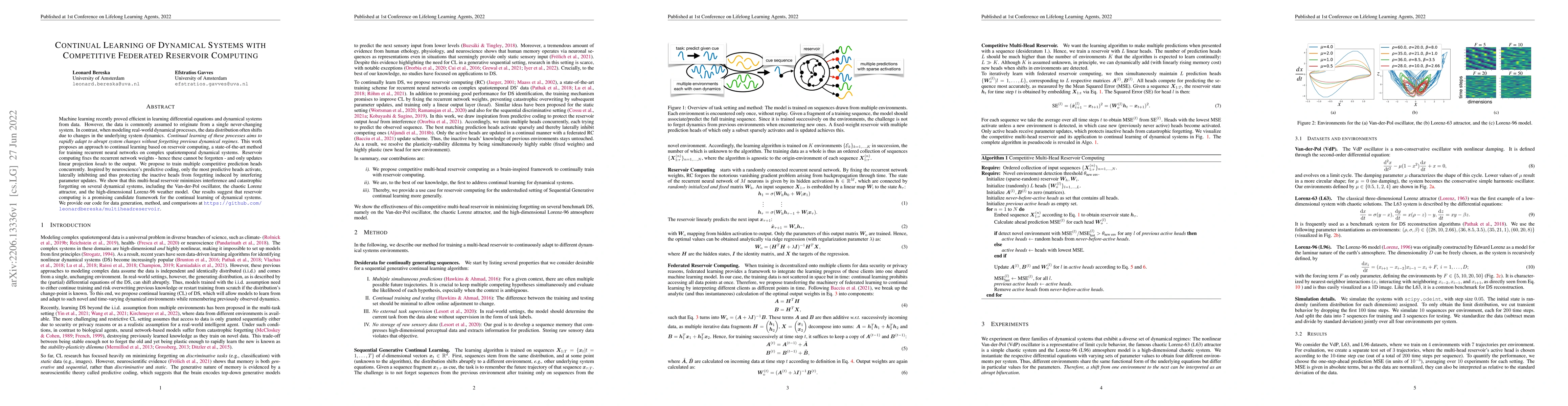 Thumbnail for Continual Learning of Dynamical Systems with Competitive Federated
  Reservoir Computing