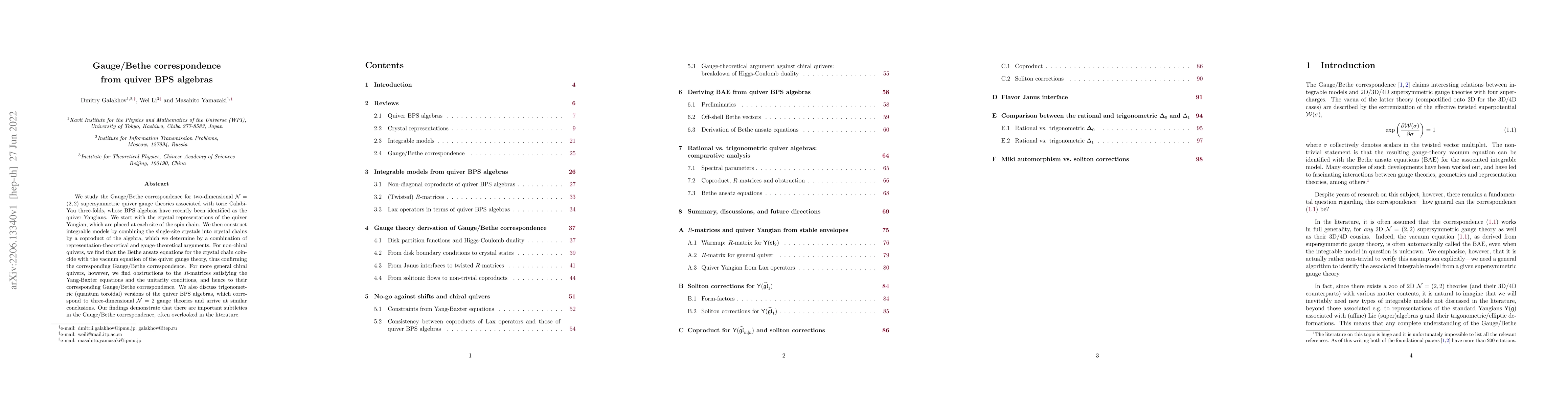 Thumbnail for Gauge/Bethe correspondence from quiver BPS algebras