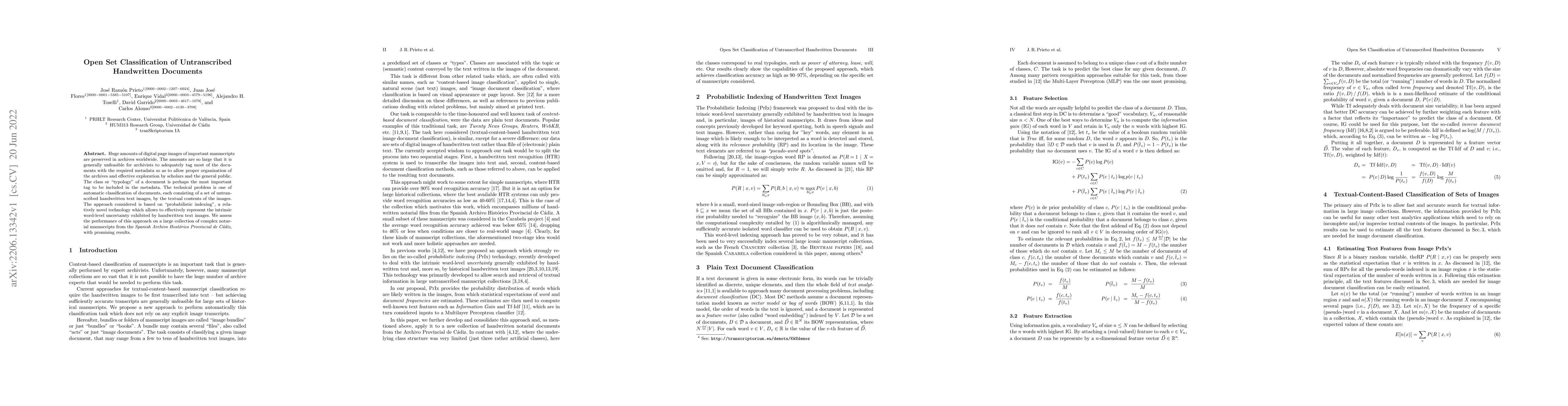Thumbnail for Open Set Classification of Untranscribed Handwritten Documents
