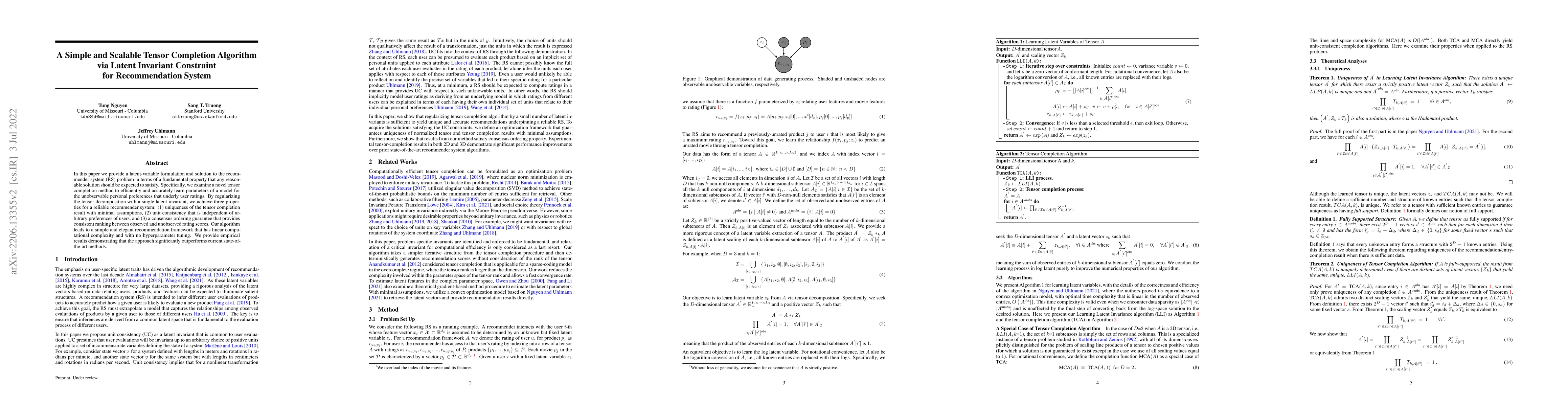 Thumbnail for A Simple and Scalable Tensor Completion Algorithm via Latent Invariant
  Constraint for Recommendation System