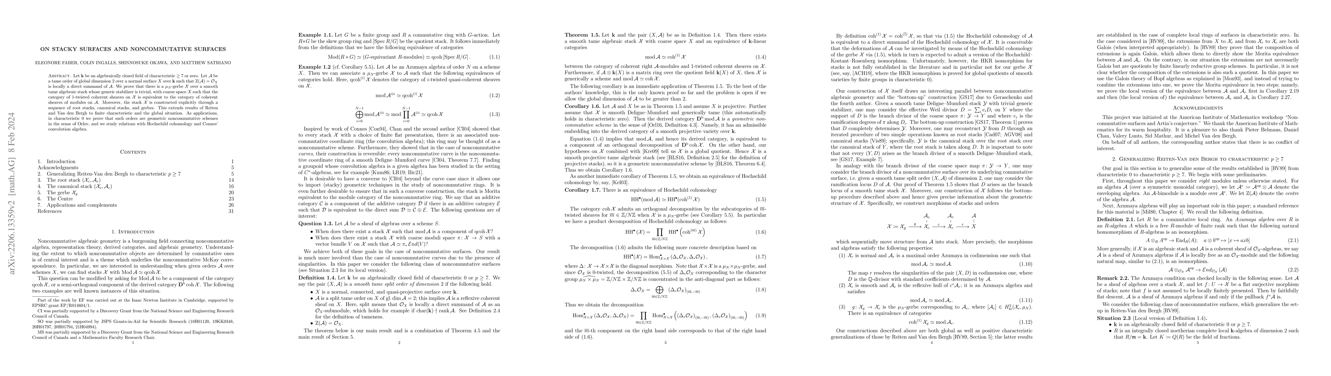 Thumbnail for On stacky surfaces and noncommutative surfaces