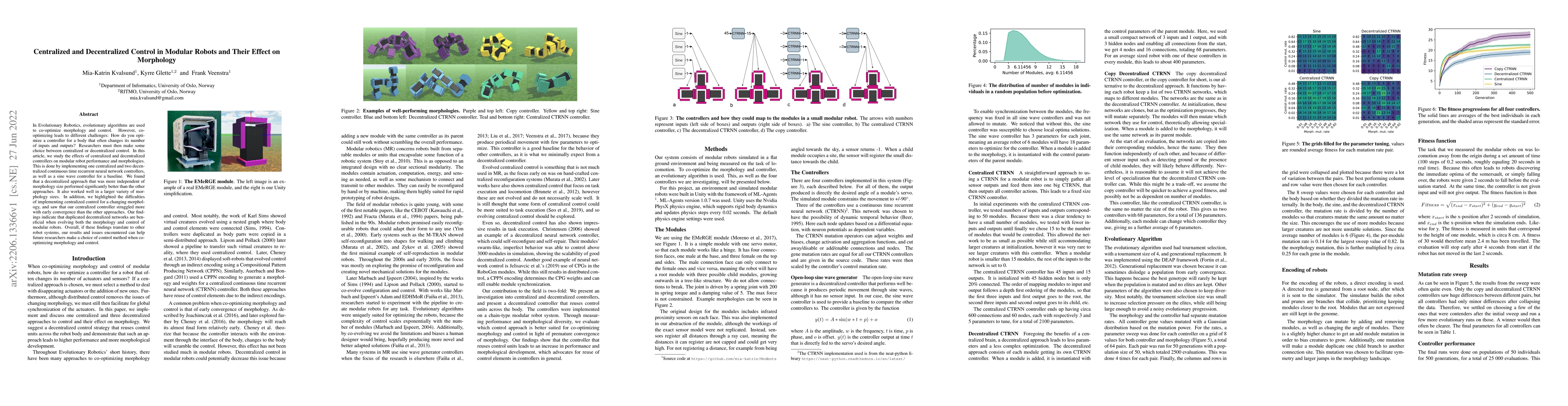Thumbnail for Centralized and Decentralized Control in Modular Robots and Their Effect
  on Morphology