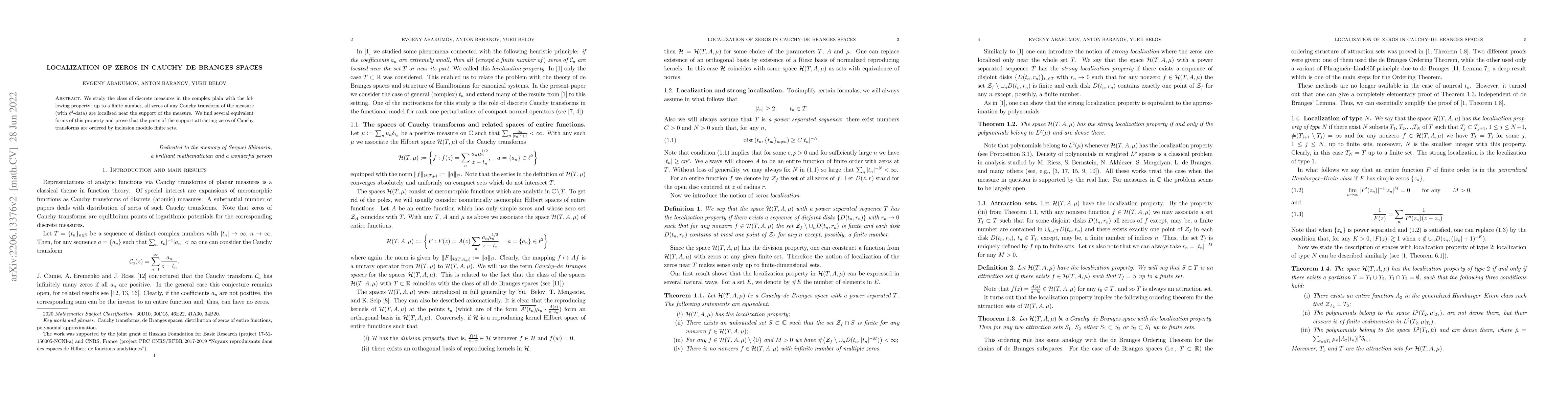 Thumbnail for Localization of zeros in Cauchy-de Branges spaces