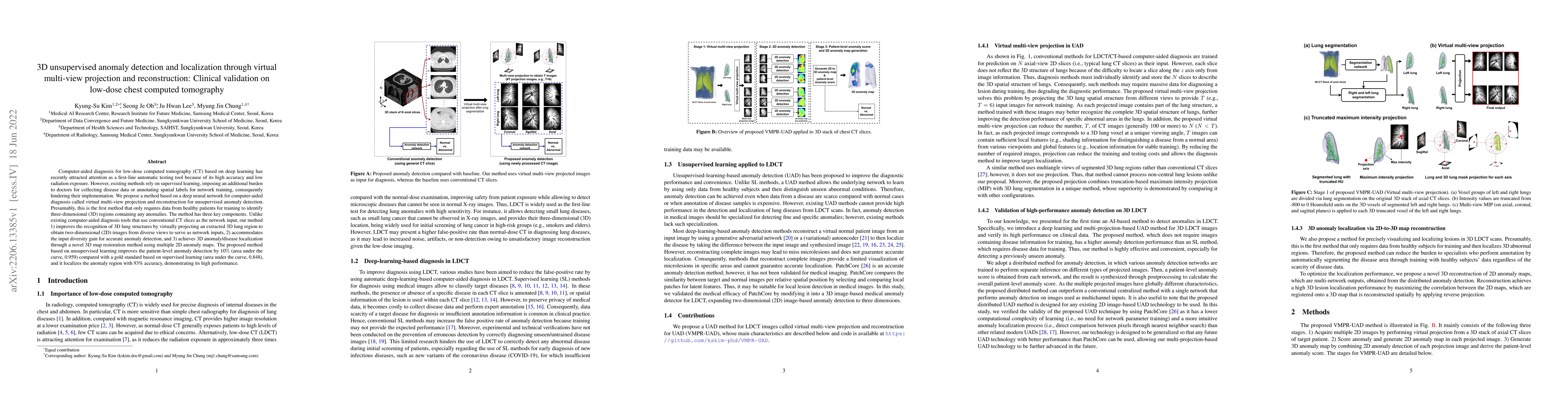 Thumbnail for 3D unsupervised anomaly detection and localization through virtual
  multi-view projection and reconstruction: Clinical validation on low-dose
  chest computed tomography