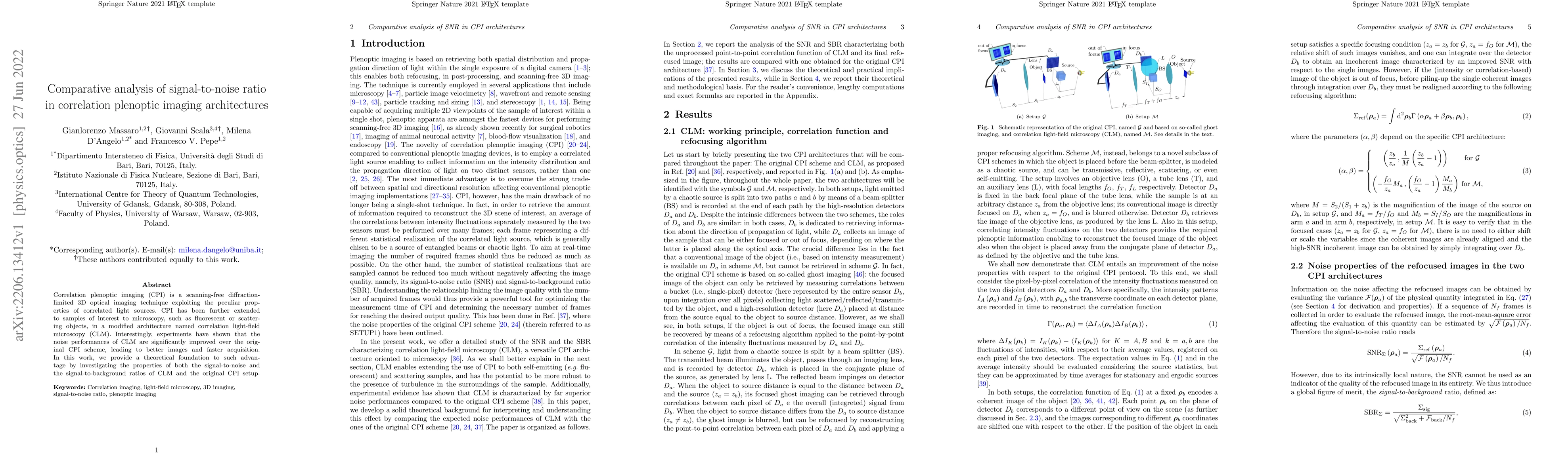 Thumbnail for Comparative analysis of signal-to-noise ratio in correlation plenoptic
  imaging architectures