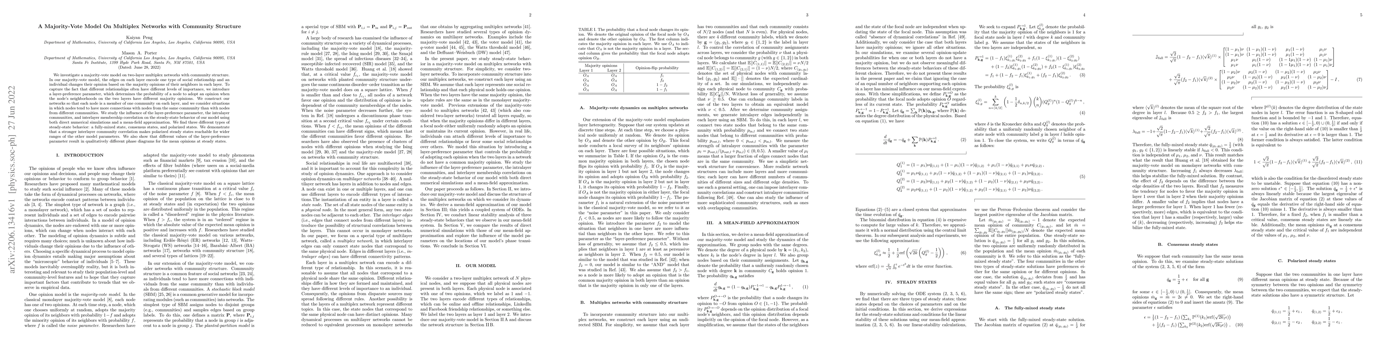 Thumbnail for A Majority-Vote Model On Multiplex Networks with Community Structure