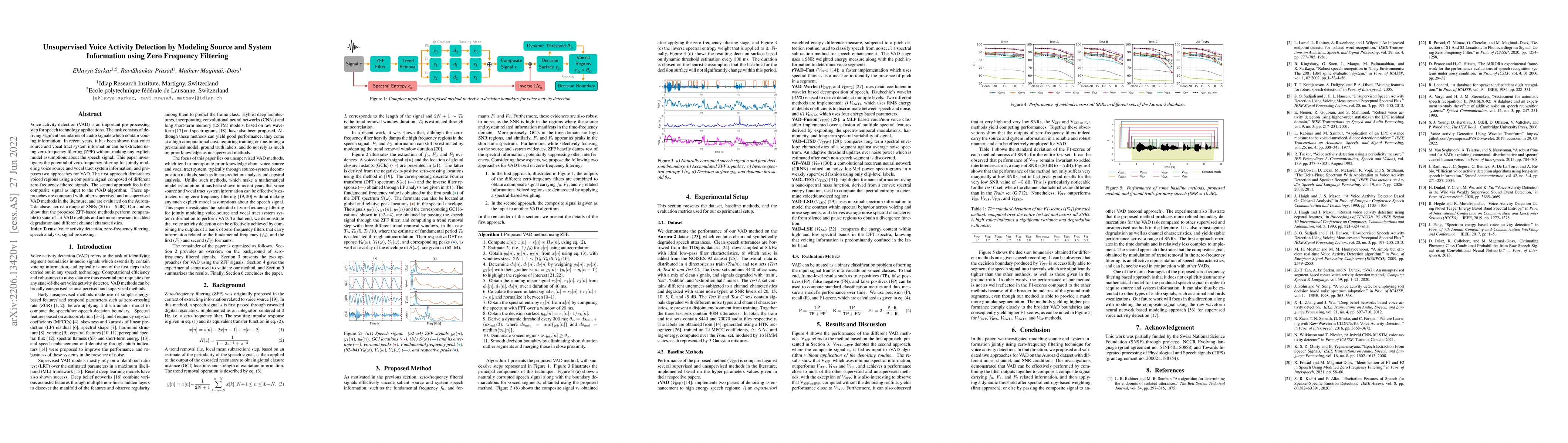 Thumbnail for Unsupervised Voice Activity Detection by Modeling Source and System
  Information using Zero Frequency Filtering